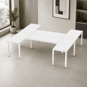 Escritorio en H Billydesk 240x270cm - Blanco-Blanco