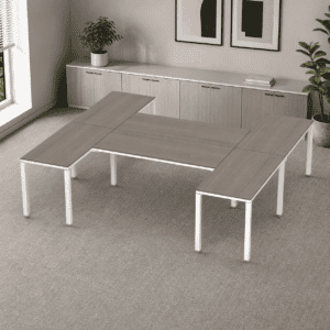 Escritorio en H Billydesk 240x270cm - Ceniza-Blanco