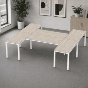 Escritorio en H Billydesk 240x270cm - Encino-Polar-Blanco