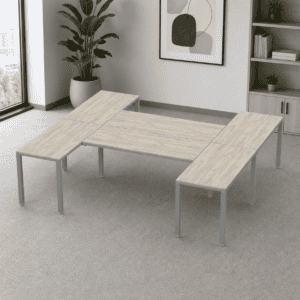 Escritorio en H Billydesk 240x270cm - Encino Polar-Oxford