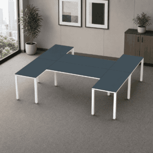 Escritorio en H Billydesk 240x270cm - Zafiro-Blanco