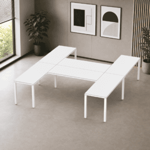 Escritorio en H Billydesk 300x270cm - Blanco-Blanco