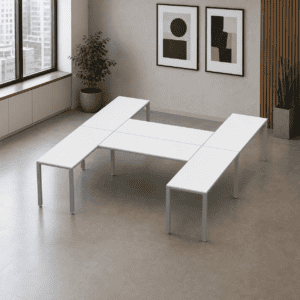 Escritorio en H Billydesk 300x270cm - Blanco-Oxford