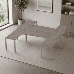 Escritorio en H Billydesk 300x270cm - Ceniza-Oxford