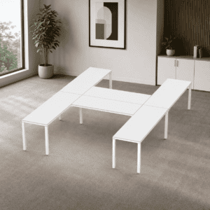 Escritorio en H Billydesk 360x270cm - Blanco-Blanco