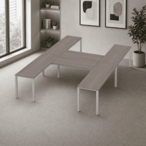Escritorio en H Billydesk 360x270cm - Ceniza-Oxford