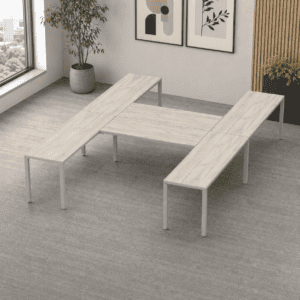 Escritorio en H Billydesk 360x270cm - Encino Polar-Oxford