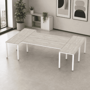 Escritorio en H Billydesk 180x300cm - Encino-Polar-Blanco