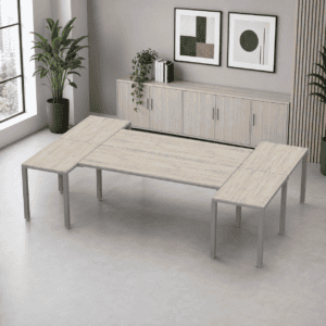 Escritorio en H Billydesk 180x300cm - Encino Polar-Oxford