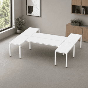 Escriorio en H Billydesk 240x300cm - Blanco-Blanco