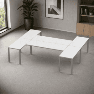 Escritorio en H Billydesk 240x300cm - Blanco-Oxford