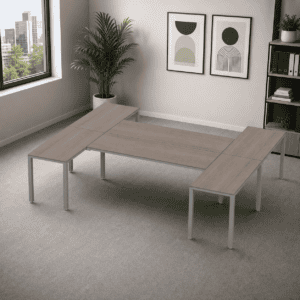 Escritorio en H Billydesk 240x300cm - Ceniza-Oxford