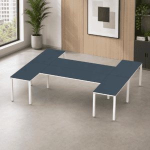 Escritorio en H Billydesk 240x300cm - Zafiro-Blanco