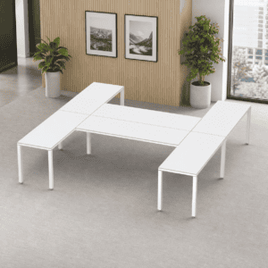 Escritorio en H Billydesk 300x300cm - Blanco-Blanco
