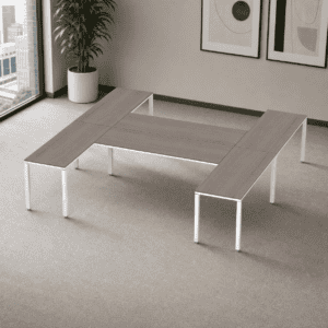 Escritorio en H Billydesk 300x300cm - Ceniza-Blanco