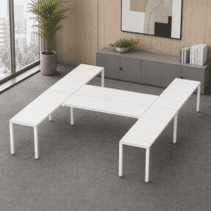Escritorio en H Billydesk 360x300cm - Blanco-Blanco