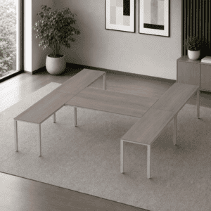 Escritorio en H Billydesk 360x300cm - Ceniza-Oxford